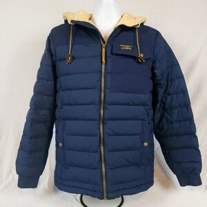 LL Bean Mountain Classic Down Hooded Puffer Jacket Sherpa Lined Size XS Reg Navy